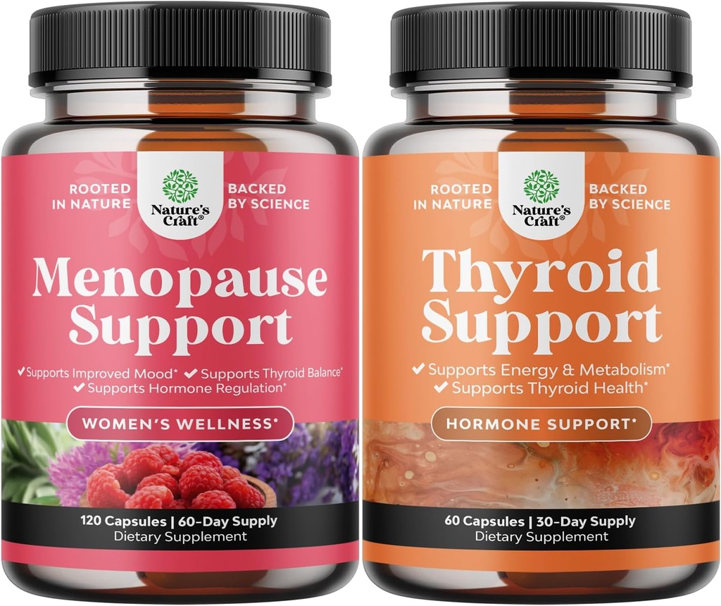 Bundle of Complete Herbal Menopauze Supplement voor vrouwen voor Nacht Sweaters Mood 120ct en Herbal Thyroid Ondersteuning Complex - Mood Enhancer Energie Supplement voor Thyroid Gezondheid