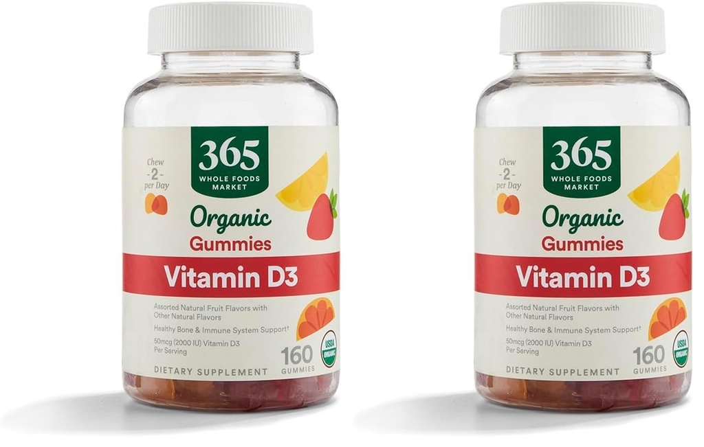 365 par marché des aliments entiers, vitamine biologique D3 Gummy, 160 Nombre (paquet de 2)