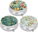 3 Pack pil Box, kleine pil geval voor portemonnee & zak, leuke reis medicijnen Organisator, draagbare geneeskunde container houder om vitamines vast te houden, medicijnen, visolie & supplement, mooie bloemen