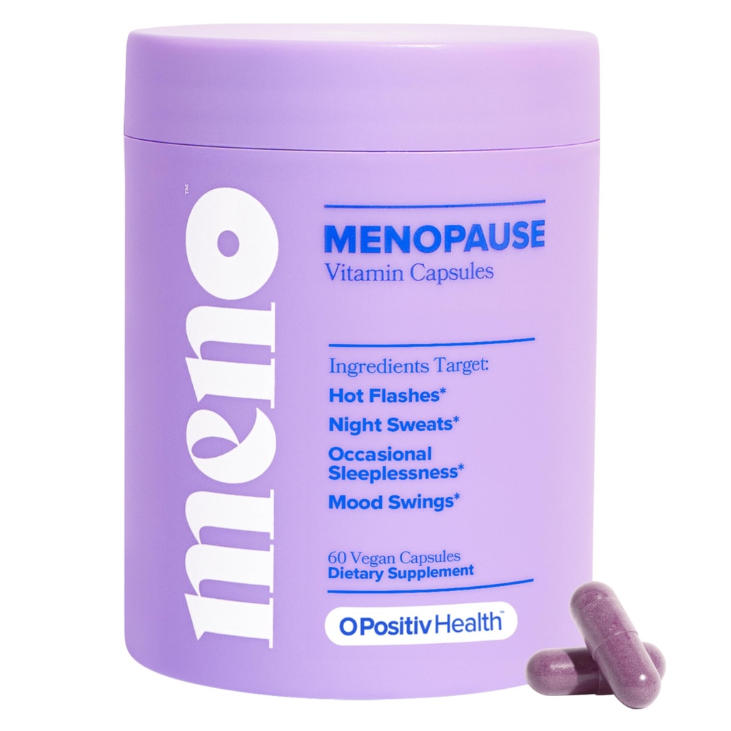 O Positiv MENO Vitaminen voor Menopauze - Hormone-Free Menopauze Supplement voor Vrouwen - Black Cohosh & Ashwagandha KSM-66 - Helpt opluchten Hot Flashes, Night Sweats, Mood Swings - 30 Servers (Pack of 1)