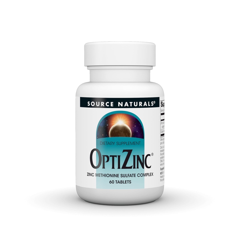 Source Naturals OptiZinc Zinc Complexe de sulfate de méthionine et complément alimentaire - 60 comprimés