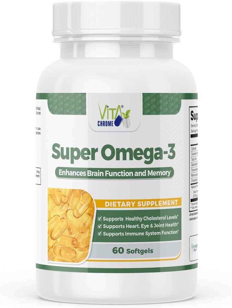 Super Omega-3 Fish Oil, ondersteunt Heart Health, 1000 Mg, 300 Mg Omega-3, Rapid Release Softgels, Made in USA, 60 Softgels