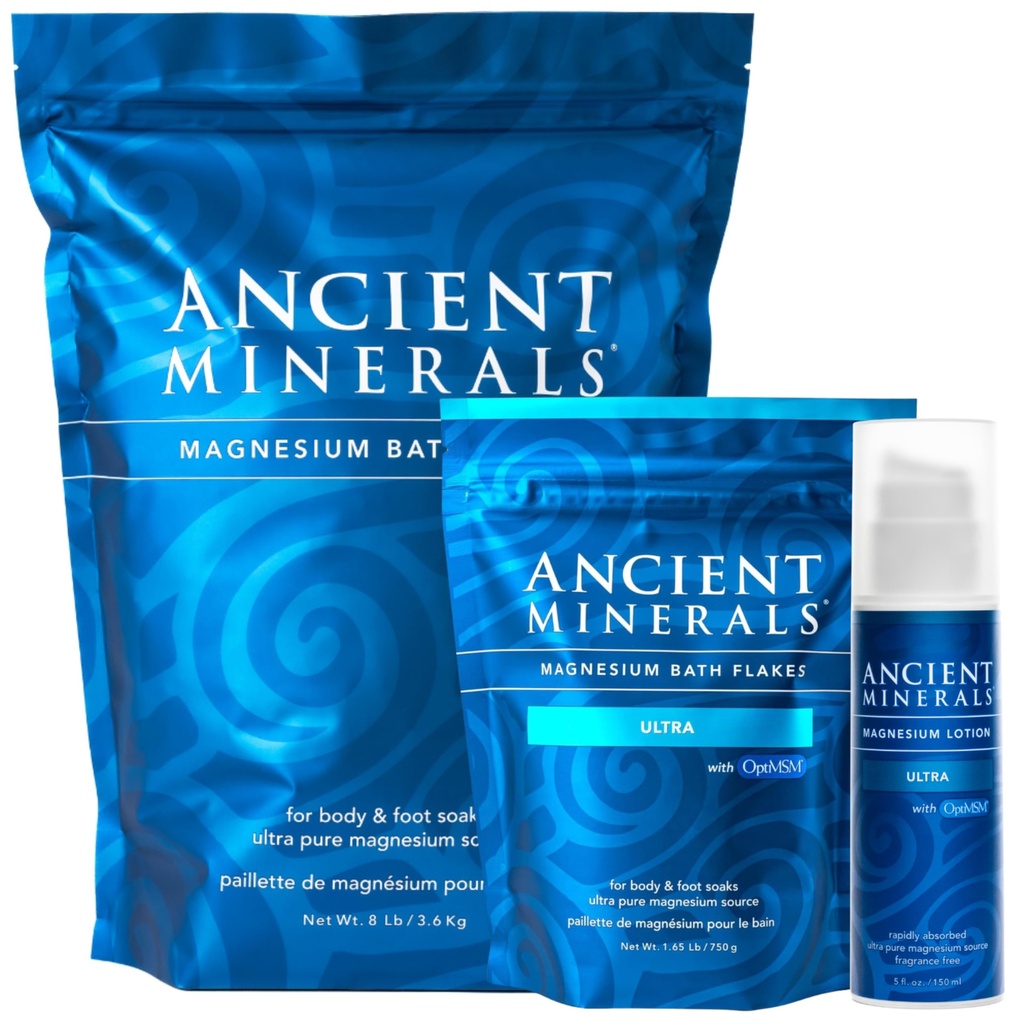 Oude mineralen Magnesiumbadvlokken - Magnesium Lotion en Badvlokken Ultra met MSM - Pure Echte Zechstein Chloride