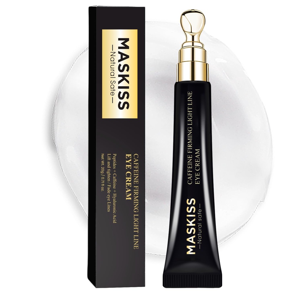 Under Eye Cream for Rimpels, Skin renewing Eye Cream with Peptides + Caffeine for Dark Circles and Puffiness, Anti Aging, Reduce Fine Lines and Under EyeBags, Fragrance Free
