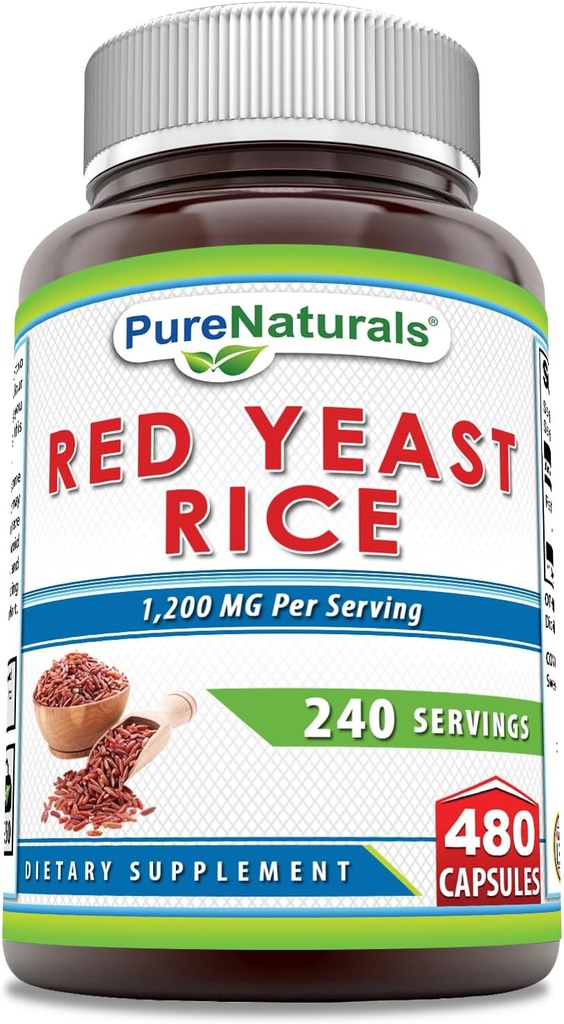 Pure Naturals Red Gist Rice 1200 Mg per Serving, Capsules Supplement 