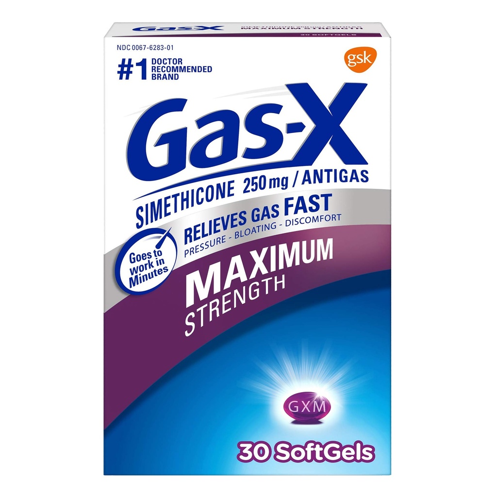 Gas-X Maximale sterkte gasrelief Softgels met Simethicon 250 mg - 30 Tellen