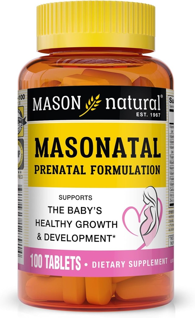 MASON NATUURLIJKE MASOnatale prenatale vorming - Prenatale en postnatale multivitamine voor vrouwen ter ondersteuning van de ontwikkeling van de baby, 100 tabletten