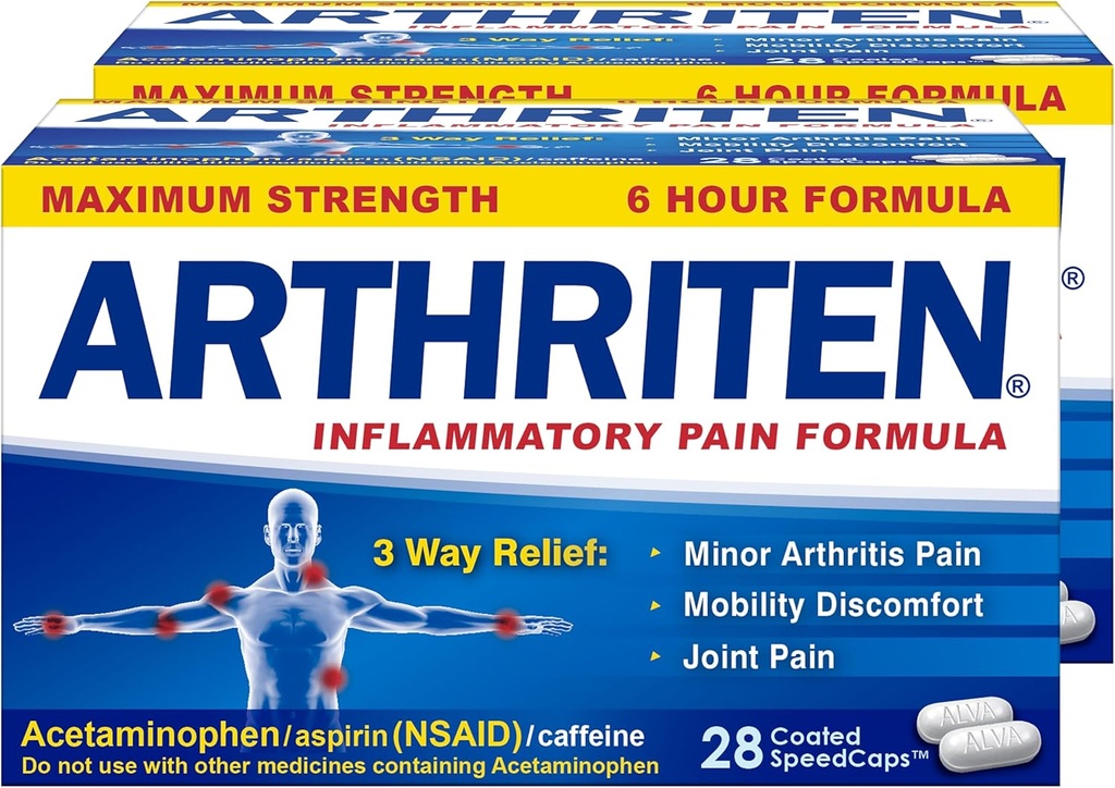 Formule de douleur inflammatoire - Concentration maximale - Formule de 6 heures - 28 Caplets (paquet de 2)