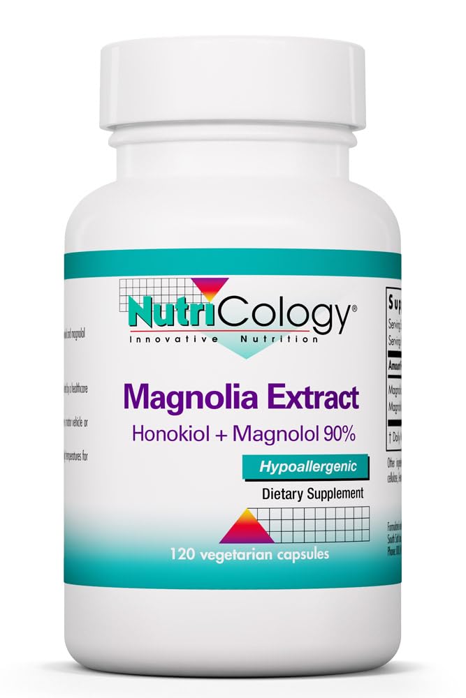Nutricologie Magnolia Extract Supplement - Stress & Slaapondersteuning, Magnolia Bark, Honokiol, Magnolol, Cortisol Manager, Vegetarische Capsules - 120 Tel.