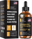 Maca Root Liquid Drops met Ashwagandha en Fenegriek - 60 dagen porties - Focus, energie en prestaties - vloeibare multivitamine voor vrouwen en mannen - Adapto Drive, Vegan Drops