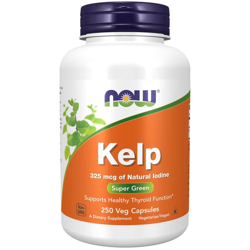 NU Supplementen, Kelp 325 mcg van natuurlijke jodium, Ondersteunt gezonde schildklierfunctie*, Super Green, 250 Veg Capsules