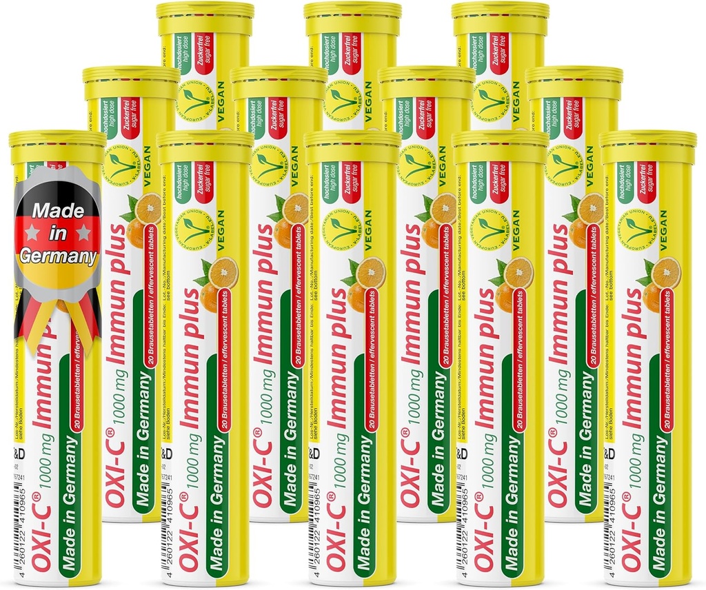 T&D Oxi C 1000 mg Vitamine C - 240 Vegan Drink Bruistabletten - Oranje smaak - Made in Germany