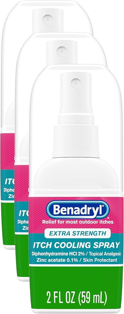 Benadryl Extra sterkte Anti-Itch Spray, Koeling Topical Analgetic, Reisgrootte, 2 fl. oz (pakket van 3)