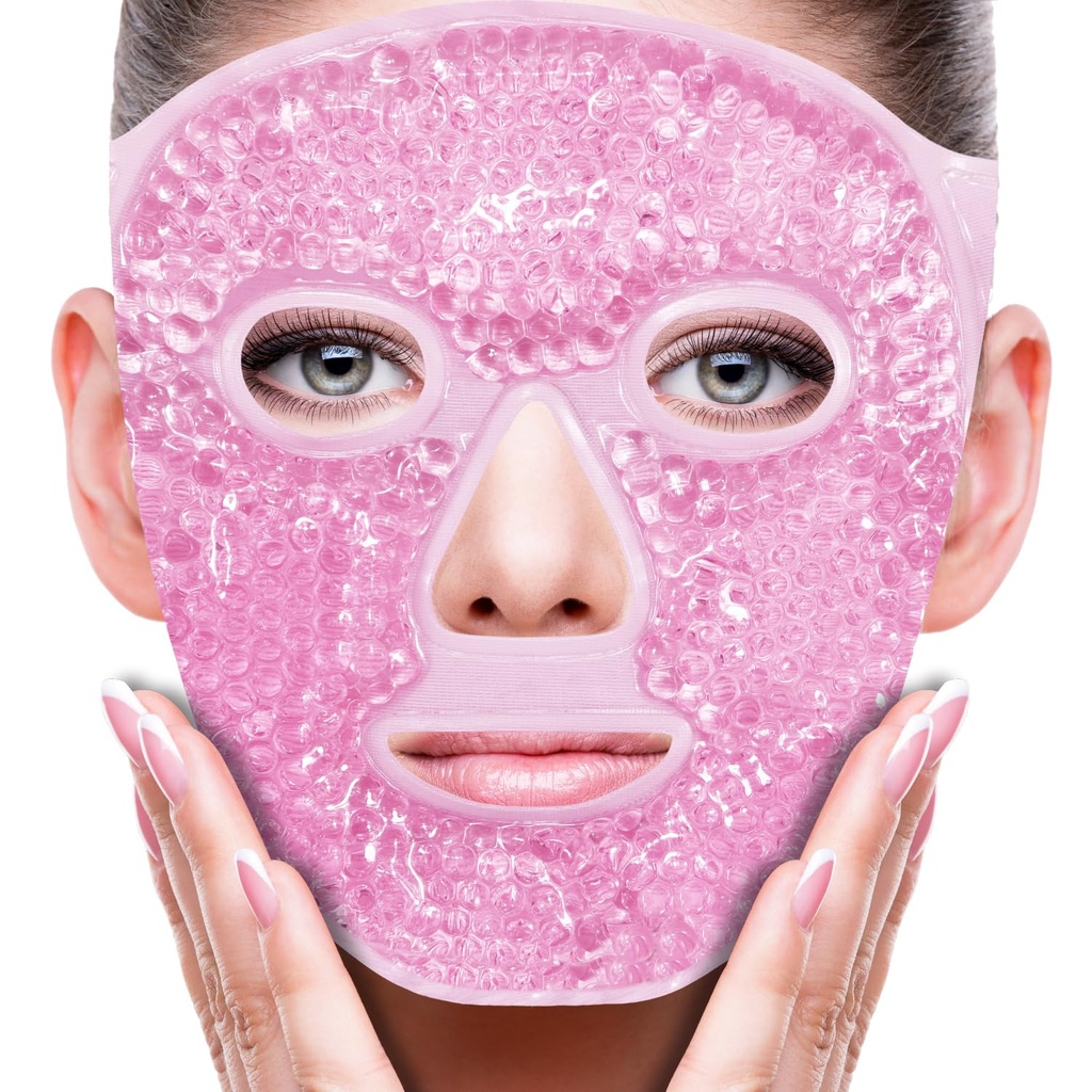ZNÖCUETÖD Gezicht Oogmasker Ice Pack for Reducing Puffiness, Bags Under Eyes, Puffy Dark Circles, Migraine,Hot/Cold Pack with Soft Plush Backing (Roze #19)