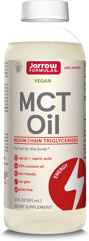Formules Jarrow MCT Huile, supplément diététique, kétogénique Diet Support pour l'énergie rapide, 20 fl oz huile liquide, 39 jours d'approvisionnement