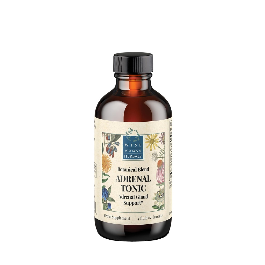 Herbals Wise Woman Extrait de liquide tonique adrénal, mélange d'adaptogène à base de plantes avec Eleuthero, Ashwagandha et réglisse, soutient la fonction adrénale saine, l'énergie, l'endurance, le stress et le focus, non-OGM, 4 Fl Oz