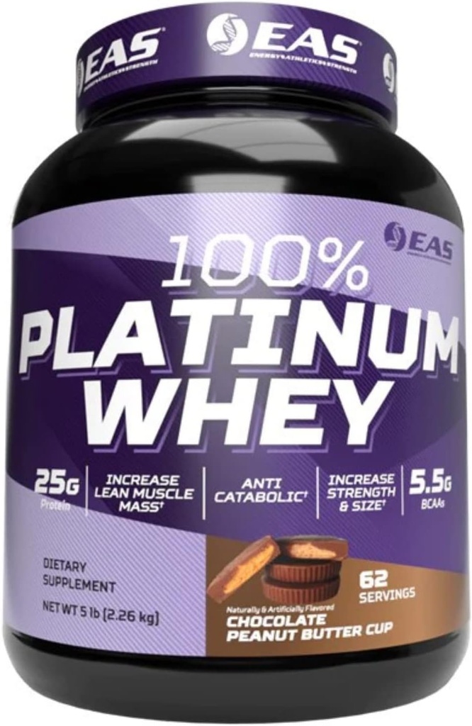 EAS 100% Platinum 3 Ultra-Platinum Whey Protéines Augmenter Taille et résistance 25g Protéines, 5,5g BCAAs