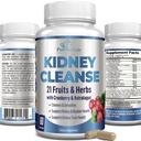 Herbal Nier Reiniging met Cranberry Extract, Astralagus - 21 Fruit & Kruiden - Detox & Cleanse Urine Tract & Bladder Health, Nierondersteuning, 60 Vegan Capsules
