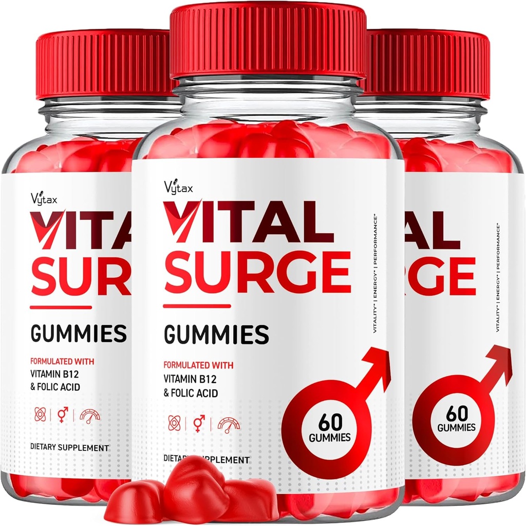 (3 Pack) Vital Surge Gummies, Vital Vita Surge Advanced Extra Strength Formula 1000MG Vigo Pump Mannen Vitamine Supplement - Vitalsurge Vitasurge Alle natuurlijke ingrediënten Delicious Chews (180 Gummies)