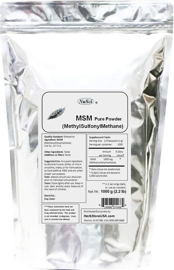 MSM (methylsulfonylmethaan) Zuiver poeder (1000 gram (2,2 lb))