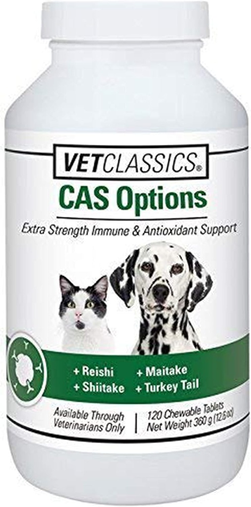Vet Classics CAS Opties Extra sterkte Immuun Ondersteuning voor honden, katten . . Pet Health Supplement, hond antioxidant zorg . . Extra-sterk hondensupplement Formule . . 120 kauwtabletten