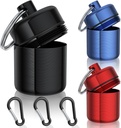 Kleine pil geval, (3 Pack) Sleutelhanger pil houder met sterke karabijnen draagbare waterdichte reis pil container drager Mini metalen pil Box fles met sleutelhanger voor geneeskunde oor plug sieraden