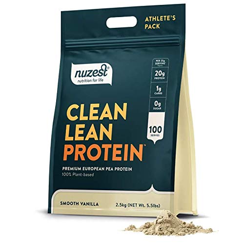 Nuzest - Pea Protein Powder - Clean Lean Protein, Premium Vegan Plant Based Protein Powder, Dairy Free, Glutenvrij, GGO-vrij, Proteïne Shake, Gladde Vanille, 100 Servers, 5,5 lb