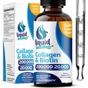 Liquid Collageen en Biotine, 2 Fl. Oz, Ultra-Strength Collageen Supplementen voor vrouwen, Derde-partij Tested Biotine voor haargroei Vrouwen, Nagels, en huidvitaminen B7 Collageno Peptides vanille smaak