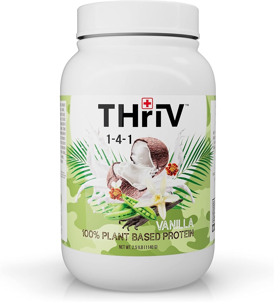 Thriv THriV Nutrition - Biologische plantaardige eiwitpoeder, chocolade of vanille, veganistisch, glutenvrij, non-GMO, zuivelvrij, (2,5lb/1.140g) Poeder (Vanilla)