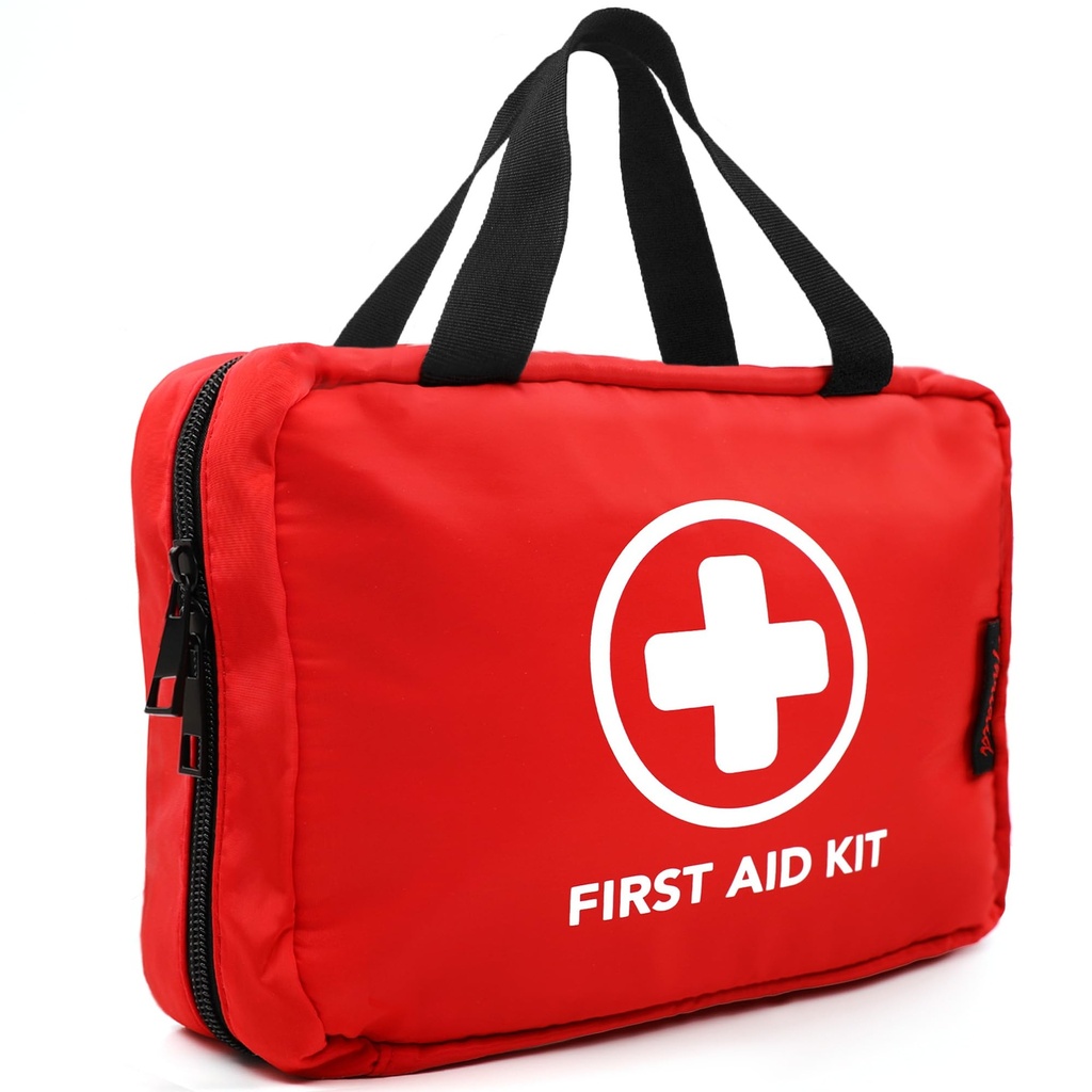 330 Piece First Aid Kit, Premium Waterproof Compact Trauma Medical Kits voor elke noodgeval, Ideaal voor thuis, kantoor, auto, reizen, buiten, kamperen, wandelen, boot varen (rood)