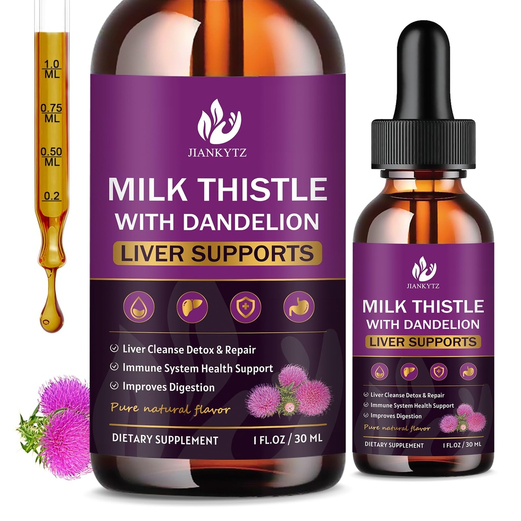 Melkdistelsupplement voor leverreiniging Detox & Repair, lever detox druppels met biologische melk distelzaad, Artichoke Extract, Dandelion, Kurkuma en Veganistan, Non-GMO, Glutenvrije (2 Pack, 1 Fl Oz)