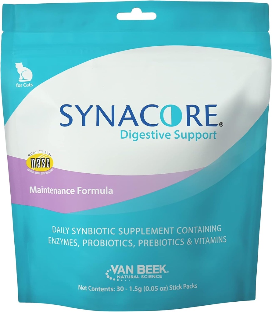 Synacore Feline - (30 Compte) Toute la formule naturelle pour fournir un soutien immunitaire aux chats et aider à maintenir la santé digestive - Probiotiques et vitamines pour les chats - Produits pour animaux de compagnie naturels