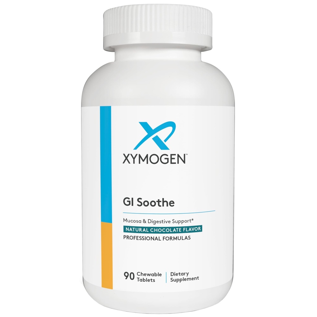 XYMOGEN Gut Health Supplementen - GI Soothe Chocolate - Slippery Elm Bark, Licorice Root Extract & Marshmallow Root - Promoot GI Lining Health, Mild Bloating Relief & Digestive Comfort (90 tabletten)