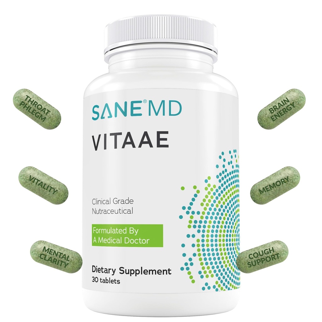 SANE MD Vitaae - Soutien à la gorge, à la toux et au cerveau - Suppléments citicoline pour la santé respiratoire, la gorge et le cerveau
