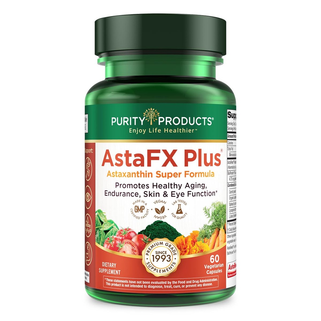 Produits de pureté AstaFX Plus - Astaxanthin Super Formula - 30 jours d'approvisionnement pour soutenir l'endurance - favorise la santé de la peau - soutient la santé visuelle - jusqu'à 6 000 fois plus puissant que la vitamine C