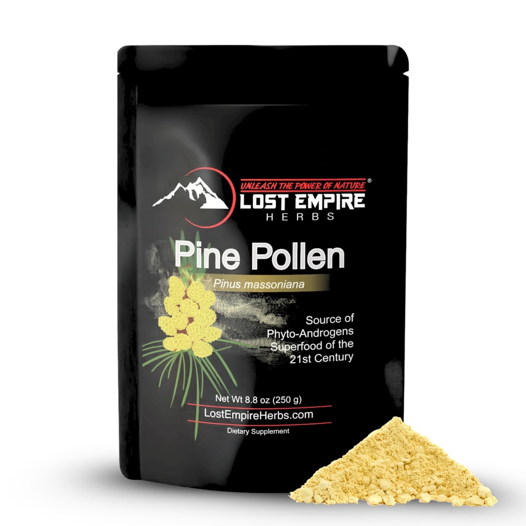 Pine Pollen Powder - Non-Irradiated, Wild Harvested, Cell Wall Cracked - Supplement Great for Men and Women for Energy, Vitality and Longevity (250 Grams)