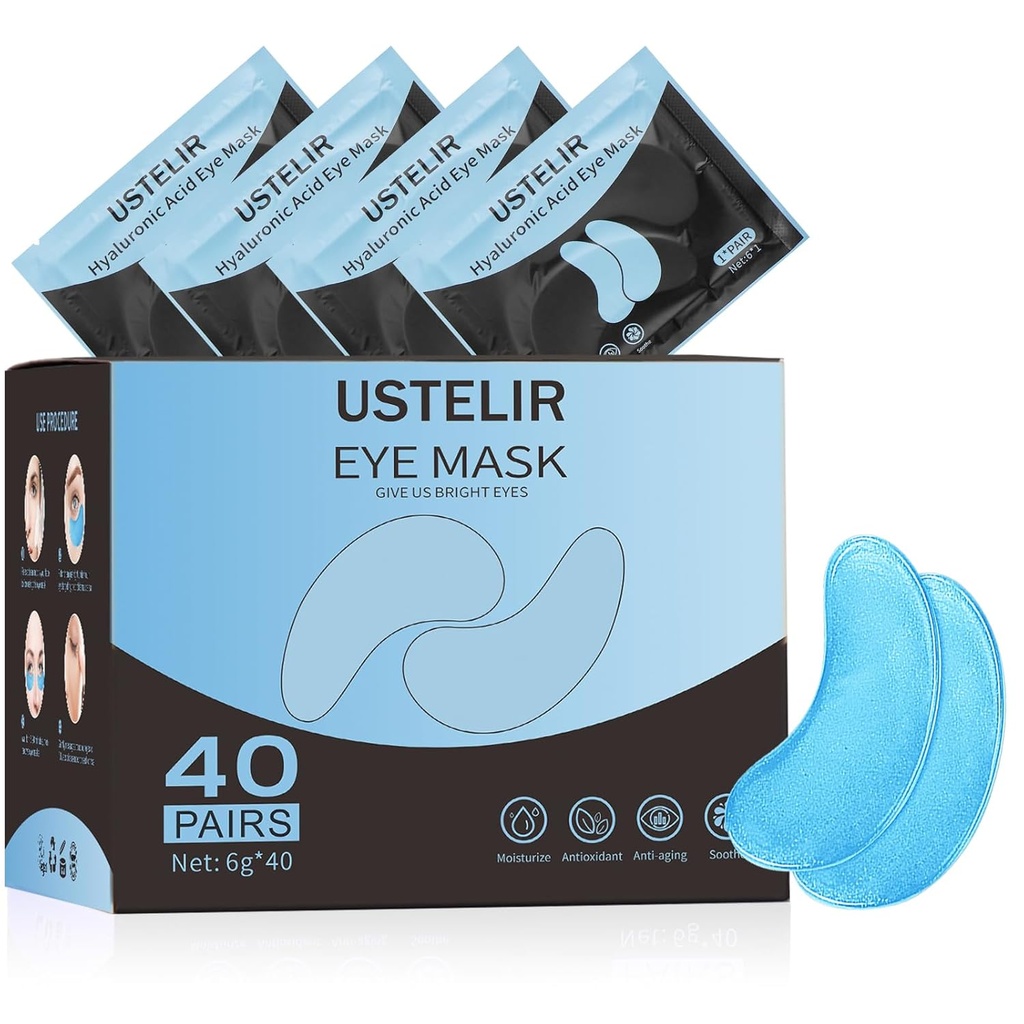 Under Eye Patches, 40 Pairs Eye Mask for Dark Circles, Puffy Eyes, Undereye Bags, Rimpels, Eye Mask Patches met Hyaluronic Acid, Eye Treatment Skin Care for Men & Women Gift