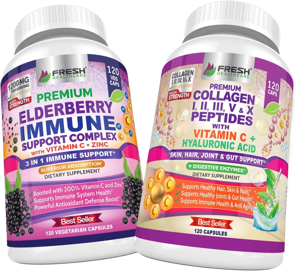 FRESHARE Vlierbes Immune Support en Multi Collageen Peptiden - Bundel