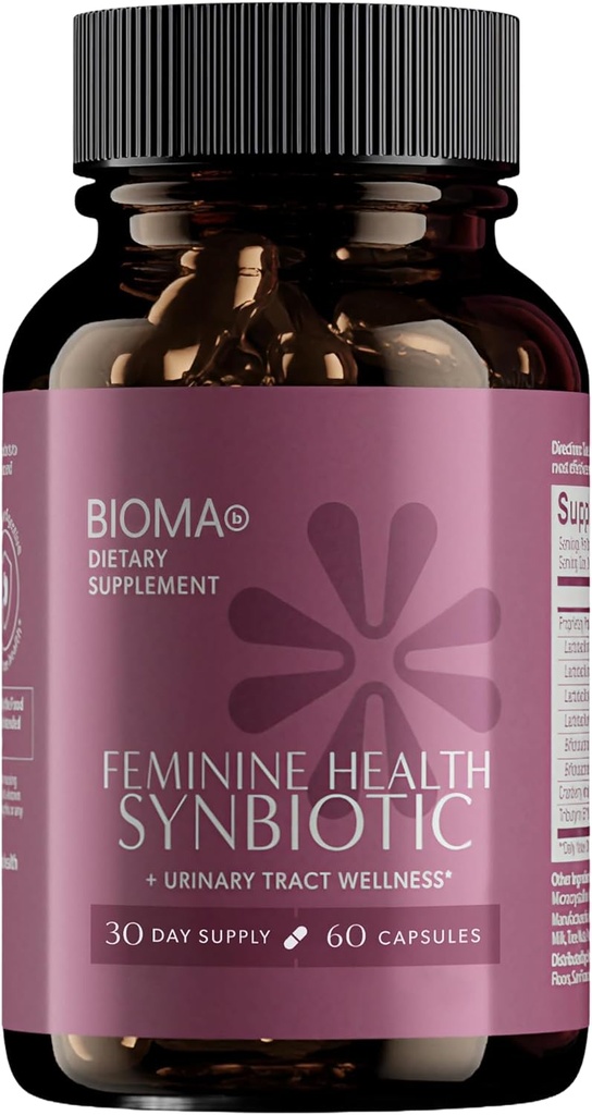 BIOMA Vrouwelijke Gezondheid Synbiotica - Vrouwengezondheidssupplement voor gezonde vaginale pH, urinetrek en spijsverteringsondersteuning - met Probiotica, Cranberry & Tributyrine - 60 capsules (30 dagen aanbod)