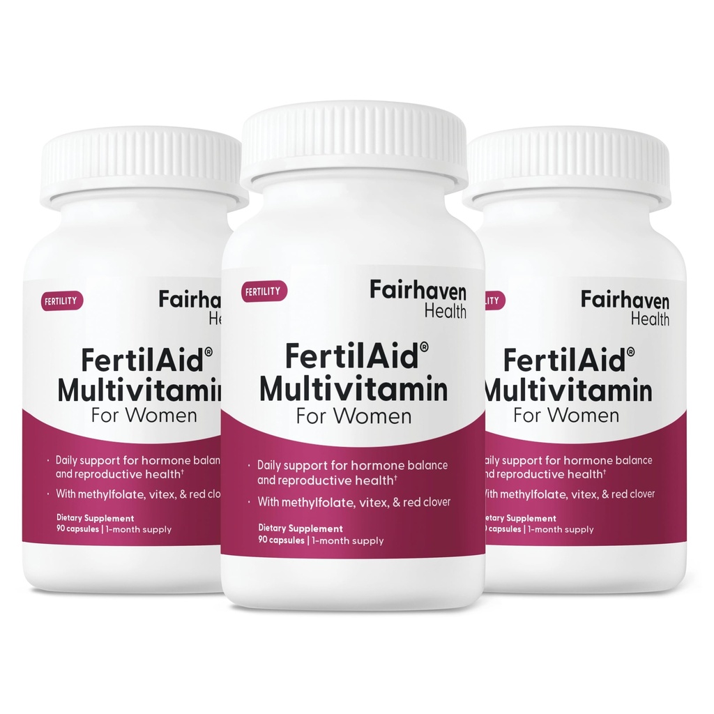 Fairhaven FertilAid de santé pour les femmes. Suppléments de fertilité de vitamine prénatale pour les femmes. Conception pour elle avec Vitex et Folate.