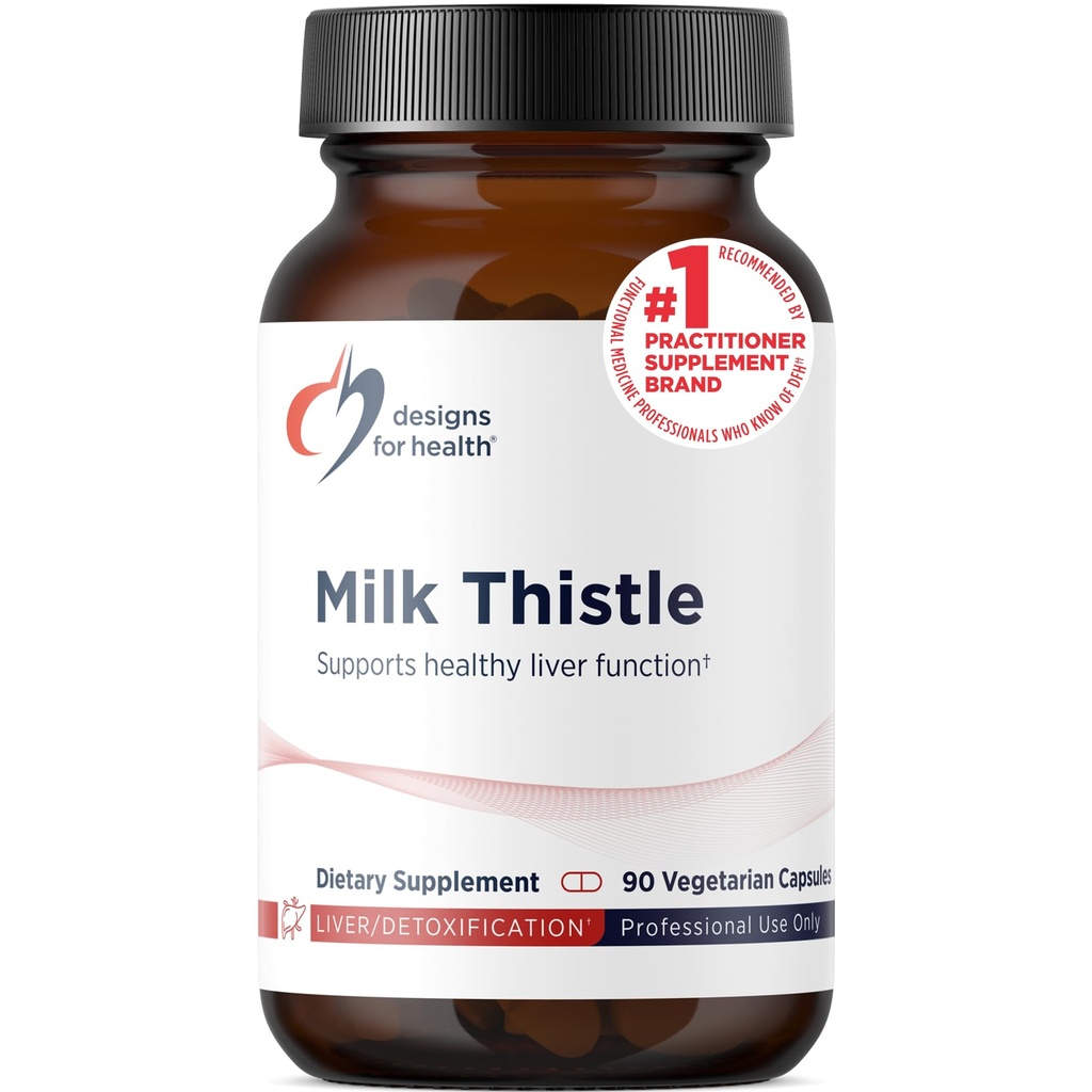Designs for Health Milk Thistle Extract - Hoog gestandaardiseerd tot 80% Silymarin van Milk Thistle Seed - Lever + Detox Ondersteuning Supplement met Zonnebloem  lecithin om de absorptie te verbeteren (90 capsules)