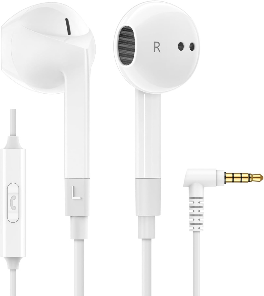 LUDOS FEROX bedrade oordopjes in-ear hoofdtelefoon, 5 jaar garantie, oortelefoons met microfoon, geluid isolatie aangesloten voor 3,5mm Jack oor Buds voor iPhone, Samsung, Computer, Laptop, Kinderen, School Studenten