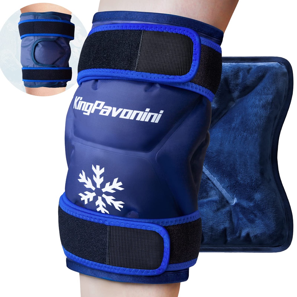 KingPavonini XXL Knie Ice Pack Wrap rond Gehele knie Na Chirurgie, Grote Herbruikbare Gel Ice Pack voor Verwondingen, Pijnverlichting, Zwelling, Sport Ongewonden, 1 Pack (Blauw)