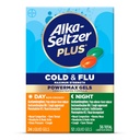 Alka-Seltzer Plus Power Max Cold & Griep Dag + Nacht Geneeskunde: Hoest Suppressant, Koud en Griep Geneeskunde voor volwassenen en kinderen 12 jaar en ouder, 36 Telling, Verpakking mei Vary