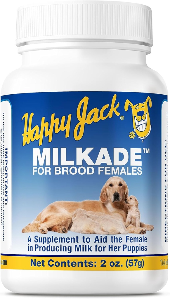 HAPPY JACK Milkade Hondenfokkerij & Nursing Supplies, Melkproductie Steun voor vrouwelijke honden & gezonde nest, zwanger prenatale vitamine met vitamine B1 (2 oz)