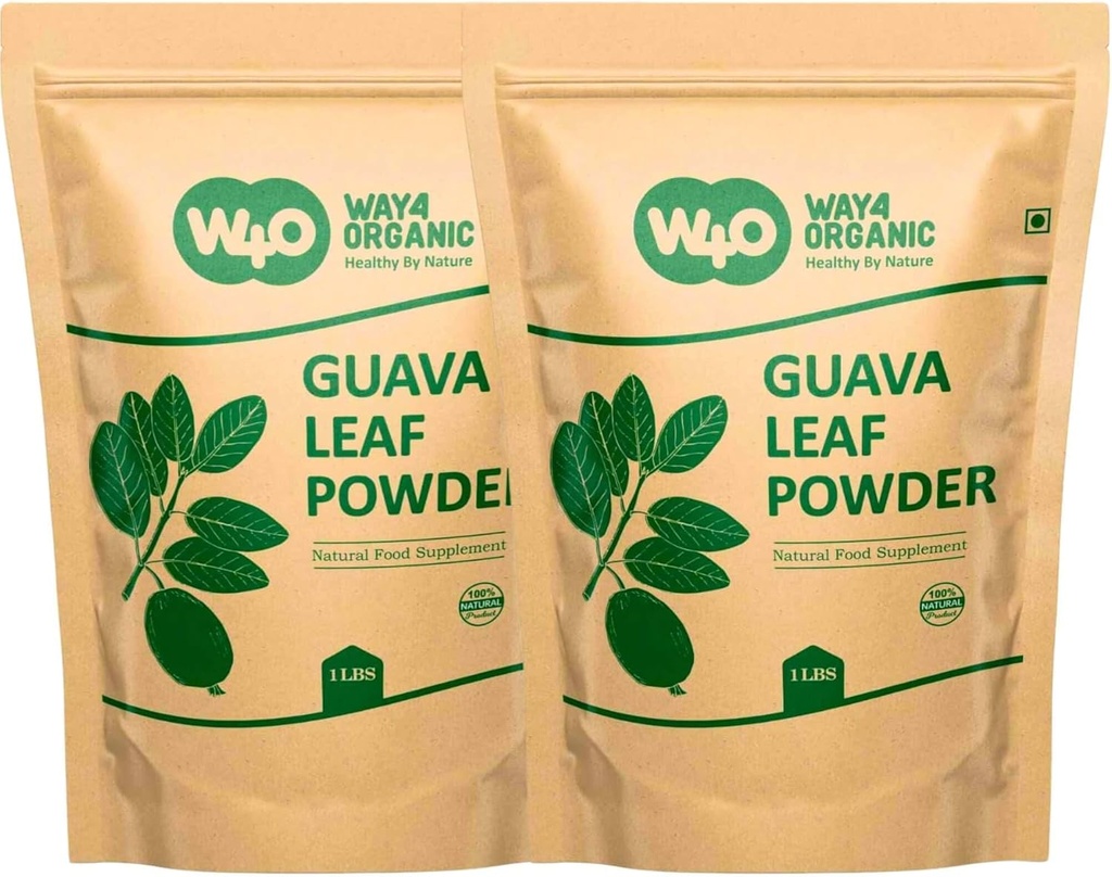 Poudre de goyaves (100 % naturel et pur), Thé de goyaves, Recroissance des cheveux, peau et ongles, sans conservateurs, 100% feuilles de goyaves pures (paquet de 2)