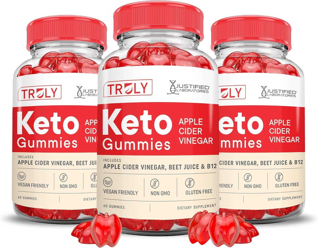 (3 Pack) Echt Keto ACV Gummies Geavanceerde Formule 1000MG Echt Keto Gummies Apple Cider Vinegar Geformuleerd met Granaatappel Beet Juice Powder B12 Vegan Non GMO 180 Gummys