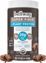 Bellway Super Fiber + Proteïne Poeder, Suikervrije Biologische Psyllium Husk Fiber Supplement Poeder met 20g Plant Proteïne Per Serving, Rijke Chocolade, 12.7 oz