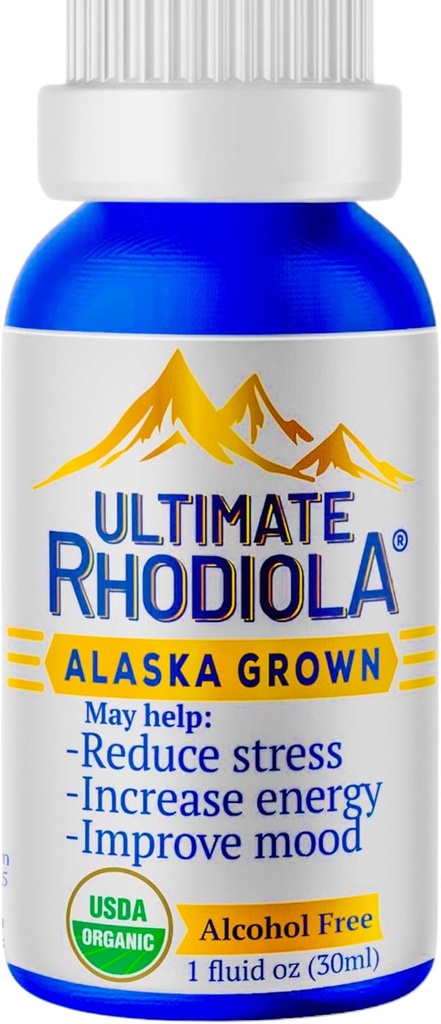 Ultimate Rhodiola®, Alaska Grown, Alcoholvrij, Gecertificeerde Biologische, Rhodiola Rosea Tinctuur, CO2 gewonnen, Verminder Stress, Verbeter Energie en Mood, Adaptogen, Nootropic, 3rd Party Tested