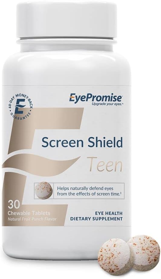 EyePromise Screen Shield Teen Eye Vitamin - 30-Count, 30-Day Supply - Kauwbare Eye Supplement voor kinderen met Zeaxanthine, Luteïne, Zink en Vitaminen voor Moe, Gestrainde Ogen